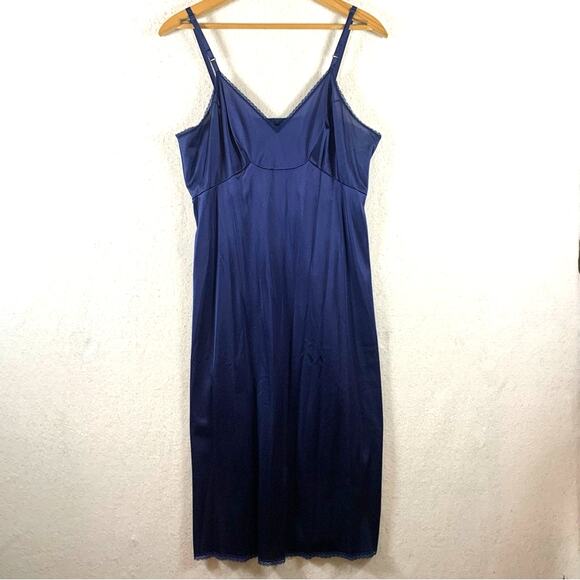 Vintage Vanity Fair Slip Dress Sz 36 Purple Y2K 90s Babydoll Fairy Grunge‎ Long - Picture 1 of 14